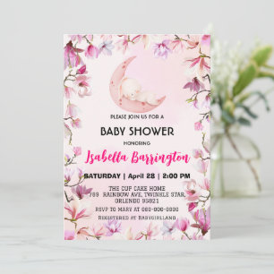 Roze Schattige konijntje zoet droombloem baby show Kaart
