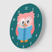 Roze schattige leesuil grote klok (Hoek)