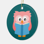 Roze schattige leesuil keramisch ornament (Links)