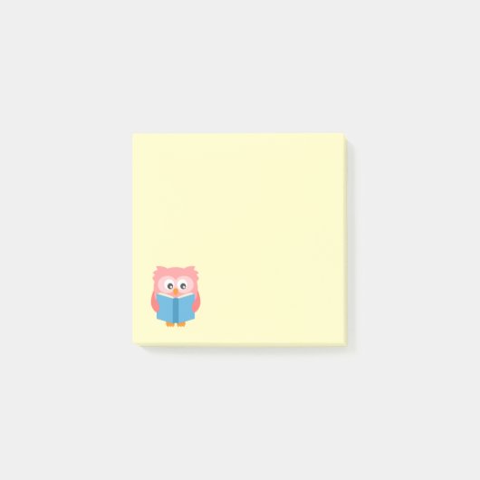 Roze schattige leesuil post-it® notes (Voorkant)
