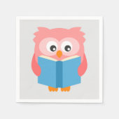 Roze schattige leesuil servet (Voorkant)