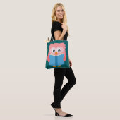 Roze schattige leesuil tote bag (Op model)