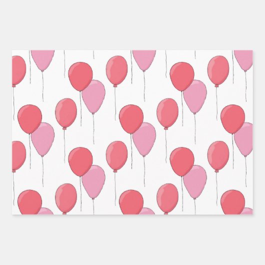 Roze schattige luchtballon kinderen verjaardagsfee inpakpapier vel (Voorkant)