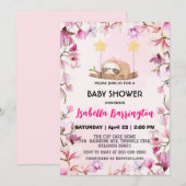 Roze Schattige luiaard zoet droombloem baby shower Kaart (Voorkant / Achterkant)