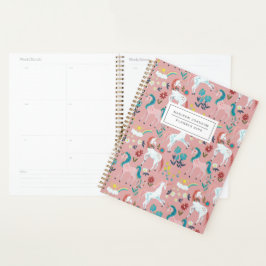 Roze, schattige magische regenboogmeisjes planner