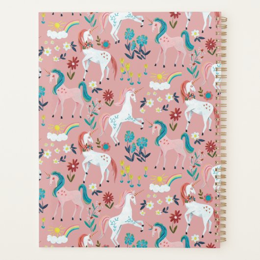 Roze, schattige magische regenboogmeisjes planner (Achterkant)