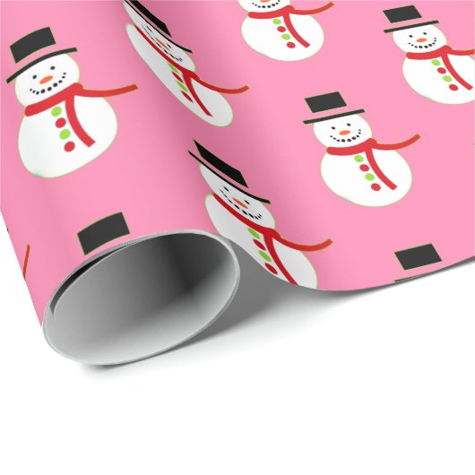 Roze | Schattige Man kerstinpakpapier Cadeaupapier (Rol Hoek)