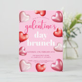 Roze Schattige Meisje Galentine's Day Brunch Kaart (Staand voorkant)