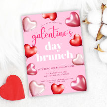 Roze Schattige Meisje Galentine's Day Brunch
