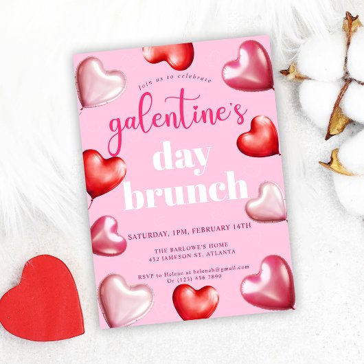 Roze Schattige Meisje Galentine's Day Brunch Kaart