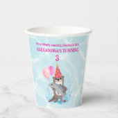 Roze Schattige Meisje Zee Otter Verjaardagsfeest Papieren Bekers (Voorkant)