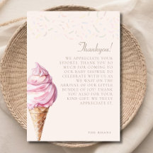 Roze Schattige Minimal Waterverf Ice Cream Baby sh