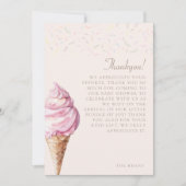Roze Schattige Minimal Waterverf Ice Cream Baby sh Bedankkaart (Voorkant)