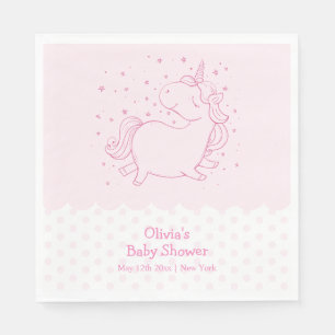 Roze Schattige Modern Polka Dot Eenhoorn Baby show Servet