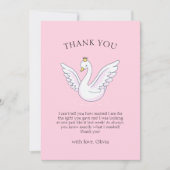 Roze Schattige Modern Sweet Princess Swan Baby sho Bedankkaart (Voorkant)