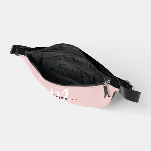 Roze Schattige Monogram Naam Meisje Script Heuptasje (Open)