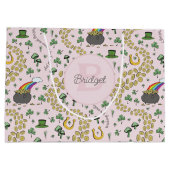 Roze Schattige n' Curvy Shamrocks Baby Naam St Pat Groot Cadeauzakje (Achterkant)