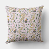 Roze Schattige n' Curvy Shamrocks Baby Naam St Pat Kussen (Achterkant)