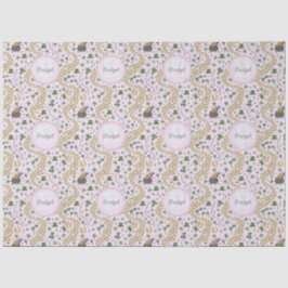 Roze Schattige n' Curvy Shamrocks Meisje Naam St P Tissuepapier