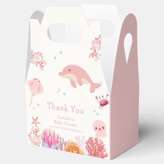 Roze Schattige onder het Zee Dolphin Girl Baby sho Bedankdoosjes (Geopend)