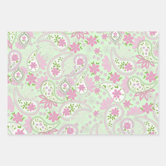 Roze Schattige Paisley Print Pattern Inpakpapier Vel (Voorkant)