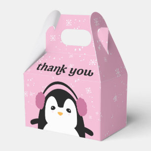 Roze Schattige Penguin Winter Baby shower Dank u Bedankdoosjes