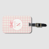 Roze Schattige Plaid Gingham Bagagelabel (Voorkant (horizontaal))