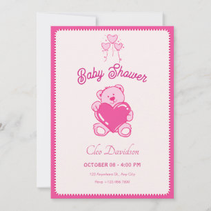 Roze schattige pop hart baby shower kaart