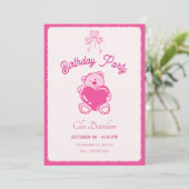 Roze schattige pop hart verjaardag kaart (Staand voorkant)