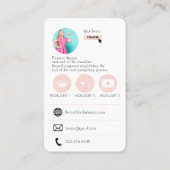 Roze Schattige QR Code Photo Visitekaartje (Achterkant)