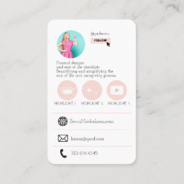 Roze Schattige QR Code Photo Visitekaartje