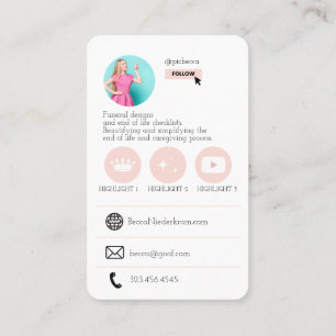 Roze Schattige QR Code Photo Visitekaartje