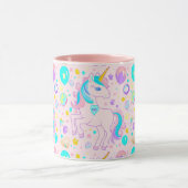 Roze Schattige Regenboog eenhoorn verjaardag meisj Mok (Midden)