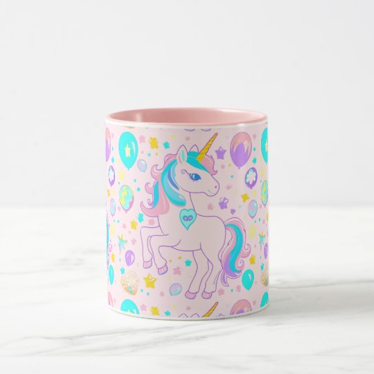 Roze Schattige Regenboog eenhoorn verjaardag meisj Mok (Midden)