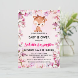 Roze Schattige rendier fawn flower baby shower kin Kaart