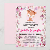 Roze Schattige rendier fawn flower baby shower kin Kaart (Voorkant / Achterkant)
