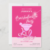 Roze schattige sparkle bow cocktail vrijgezellenfe kaart (Voorkant)