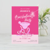 Roze schattige sparkle bow cocktail vrijgezellenfe kaart (Staand voorkant)