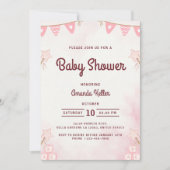 Roze Schattige Star Baby shower Uitnodiging (Voorkant)