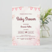 Roze Schattige Star Baby shower Uitnodiging (Staand voorkant)