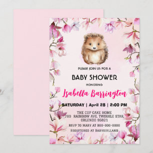 Roze Schattige stekelvarken welpjes baby shower ki Kaart