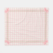 Roze Schattige Sweet Plaid Girly Kwekerij Fleece Deken (Voorkant (Horizontaal))