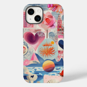 Roze Schattige Trendy Preppy Collage Scrapbook Case-Mate iPhone 14 Hoesje