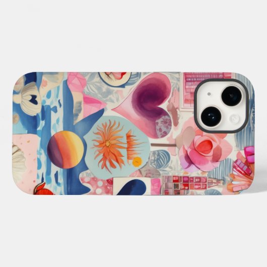 Roze Schattige Trendy Preppy Collage Scrapbook Case-Mate iPhone Case (Achterkant (horizontaal))