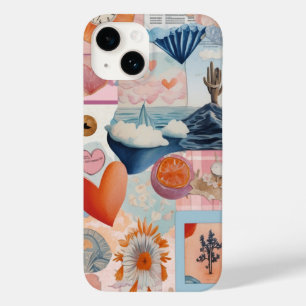 Roze Schattige Trendy Preppy Collage Scrapbook Case-Mate iPhone 14 Hoesje
