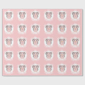 Roze Schattige Uil Hoot Hoot Welkom op de Wereld Cadeaupapier (Vlak)