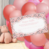 Roze Schattige Uil Luier Raffle Informatiekaartje