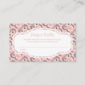 Roze Schattige Uil Luier Raffle Informatiekaartje (Voorkant)