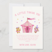 Roze Schattige Uniek Circus Beer Aap Baby shower Bedankkaart (Voorkant)