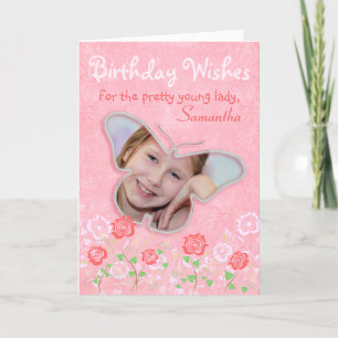 Roze schattige vlinder foto lijst cadeaus voor mei kaart